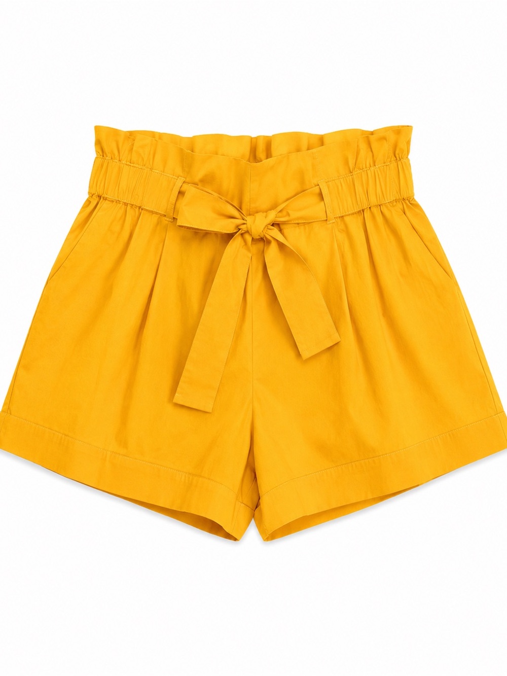 NWT Mango High-Waist Paperbag Shorts in Mustard